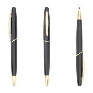 Stylo bille professionnel minimaliste en métal noir au design unique avec anneau central, pointe fine, personnalisable avec LOGO - Product Image 5