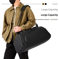 Sac de sport en cuir PU léger, résistant à l'eau, écologique, avec fermeture éclair, compartiment à chaussures, grande capacité, sac de voyage, sac de sport pour vêtements mouillés