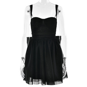 Vestido de cóctel para mujer, sin tirantes, línea A, con lazo brillante, minivestido translúcido, traje de fiesta - Product Image 5