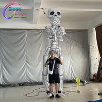 Costume de marche pour défilé d'Halloween, Homme-tête de mort, Marionnette squelette gonflable à éclairage LED, Homme citrouille à vendre