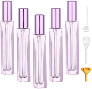 10ml 15ml Transparent Pink Rectangle <b>Mini</b> Long Thin Slim <b>Perfume</b> Glass Sprayer Bottles with Gold Cap for Hair Use - Product Image 4
