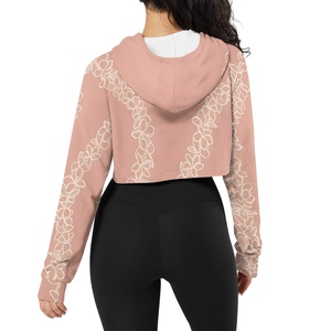 Sweats à capuche floraux personnalisés de style polynésien pour les dames à la mode Hawaii Logo femmes haut court <span class=keywords><strong>pull</strong></span> à capuche <span class=keywords><strong>pull</strong></span> décontracté sweats à capuche pour femmes - Product Image 2