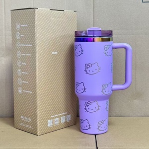 Mug à café isotherme sous vide en acier inoxydable à double paroi de 40 oz, grande capacité, avec paille, motif dessin animé mignon - Product Image 5