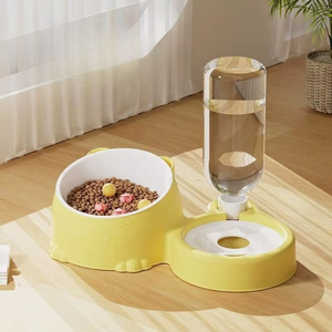 Bát ăn tự động đa màu sắc, di động, bằng nhựa cho thú cưng, bình nước 350ML, thiết kế hai ngăn, 15 chiếc °   Chén ăn nghiêng cho thú cưng - Product Image 1