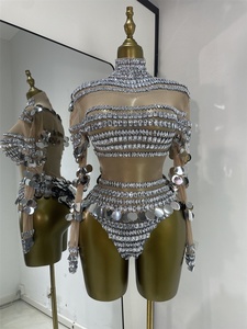 Traje de lentejuelas plateadas con efecto explosión y diamantes brillantes <span class=keywords><strong>para</strong></span> Shang Yan Dozen Song bar Gogo Lead Dance Stage - Product Image 6