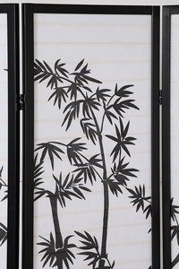 Paravent Shoji à 3 Panneaux Noir, Paravent à 3 Panneaux avec Décoration en Papier et Bambou pour la Maison - Product Image 4