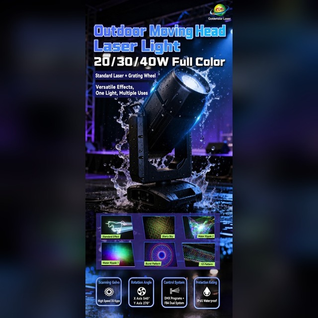 2026 New IP65 Waterproof Aluminum Alloy Moving Head Laser Light RGB20W/RGB30W/RGB40W Animation Stage Laser DMX512 FB4 Control