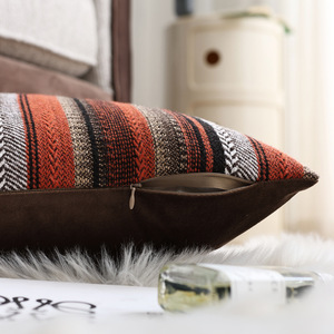 Sarung Bantal Dekoratif Buatan Tangan 18x18 Bergaris, Sarung Bantal Bertekstur, Dekorasi Rumah Gaya Farmhouse, Sarung Bantal Hias - Product Image 6
