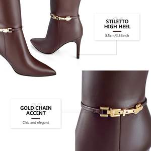 Sepatu bot tinggi lutut kustom sepatu bot tinggi Stiletto ujung lancip wanita sepatu bot panjang hak tinggi seksi sepatu mode dengan ritsleting samping - Product Image 3