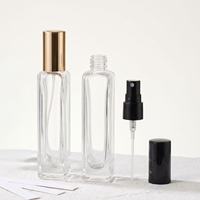 Flacon pulvérisateur de parfum rectangulaire plat en verre 10ml 15ml avec pompe à brume fine et bouchon à vis en aluminium anodisé Or Argent