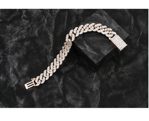 Bracelet cubain en argent tendance et collier chaîne en diamant taille rose de 18 pouces pour femmes |   Bijoux Hip Hop certifiés IGI - Product Image 3