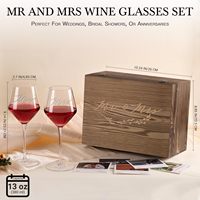 Verres à vin en cristal transparent de 13oz avec logo personnalisé gravé boîte cadeau en bois pour mariages douches nuptiales fiançailles jeunes mariés