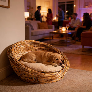 <span class=keywords><strong>Cama</strong></span> para Mascotas Moderna, Ecológica y Hecha a Mano con Mimbre Natural, para Perros y Gatos, para Todas las Estaciones, Lavable a Mano, Sostenible - Product Image 3