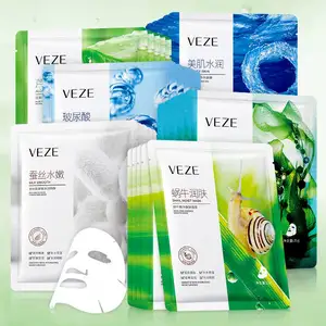 OEM VENZEN label pribadi lidah buaya, masker wajah kecantikan pemutih perawatan kulit esensi siput asam Amino rumput laut asam hialuronat