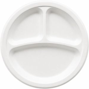 10 Inch 3-Comp 100% Biodegradable & Compostable Bagasse <b>Disposable</b> Paper <b>Plates</b> for Wedding - Product Image 1