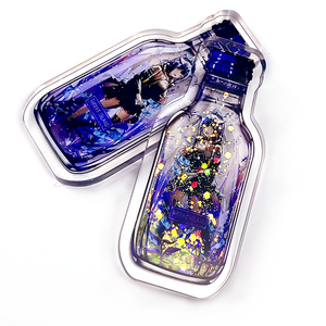 Custom PVC and Plastic <b>Key</b> <b>Chain</b> UV Printed Acrylic Quicksand Bottle Decor Oil Filled Luminous Glow in Dark Charms - Product Image 5
