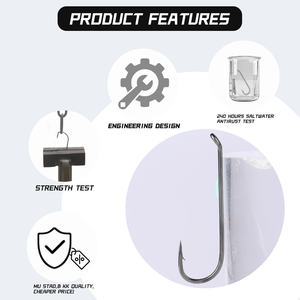 Vente en gros usine Hameçons <span class=keywords><strong>de</strong></span> pêche J à tige longue en acier à haute teneur en carbone 3X plus résistants, antirouille, pour eau salée, pour appâts vivants, pour bar. - Product Image 4