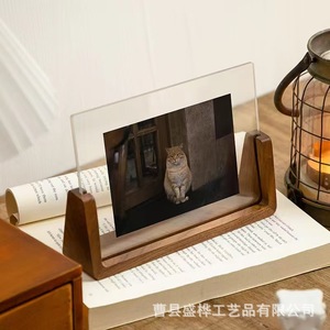 Marco de fotos de acrílico y madera, decoración de mesa en forma de U de madera maciza para el hogar, sala de estar, entrada - Product Image 1