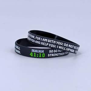 Pulsera de silicona Faith, paquete de 4 pulseras decorativas redondas y duraderas con citas bíblicas para creyentes cristianos - Product Image 3