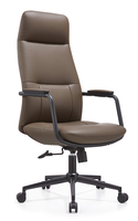 Chaise de bureau exécutive ergonomique moderne à dossier haut en cuir, réglable en hauteur, pivotante, avec base chromée pour bureau à domicile
