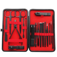 Ensemble de coupe-ongles en acier inoxydable noir de 15 pièces, kit de manucure, outils de beauté, pinces pour peaux mortes avec logo personnalisé, soins personnels