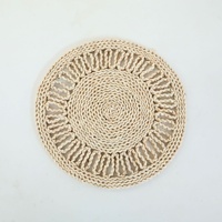En gros, Set de table rond bohème écologique en écorce de maïs, rotin, osier et jonc de mer, pour mariage et maison