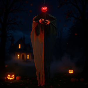 Calabaza Fantasma Colgante de 6 Pies con Ojos Rojos Brillantes y Brazos Flexibles, Decoración de Halloween - Product Image 2