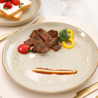 Service de table en grès de qualité supérieure de 20 pièces pour 4 personnes, vaisselle artisanale verte avec élégant rebord doré, style ferme