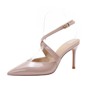 Sandali Donna in Pelle Verniciata con Tacco a Spillo Nude 2025, Stile Occidentale, Comodi, Sexy, Eleganti - Product Image 5