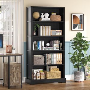 Solid Wood Floor Standing Bookcase Five Layer <b>Storage</b> <b>Cabinet</b> For Living Room <b>Bedroom</b> Home Office - Product Image 3
