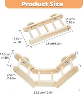 Escalera para Jaula de Animales Pequeños con Diseño Plegable Flexible y Montaje Seguro para <span class=keywords><strong>Ejercicio</strong></span> y Juego de Hámsters, Puente de Madera - Product Image 2