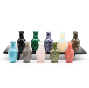Natural Creativity Carving Crafts Crystal Vase Rose Quartz Water Bottle Gift Box for Health Decorate
