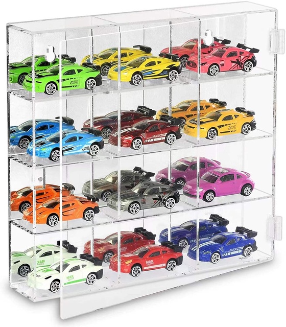 Wholesale Wall Mount Counter Table Diecast Hot Wheels Toy Cars 1:64 Acrylic Protective Display Case With Cover