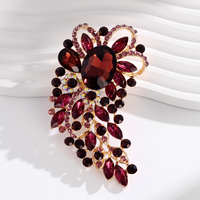 Broche Rétro en Verre Grande Taille pour Femme, Bijou de Poitrine Géométrique en Cristal, Accessoire de Collier, Vente en Gros