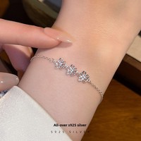 Feiner Schmuck 925 Sterling Silber Verstellbare Blumen-Gliederkette Hohles Blumen-Charm-Armband für Damen