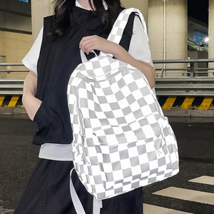 Student <b>Backpack</b> Checkerboard Pattern Large Capacity Unisex For Middle <b>School</b> High <b>School</b> University Students Spring 2025 - Product Image 1