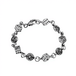Bracciale con ciondolo a croce e dado in stile punk vintage, placcato spesso, per <span class=keywords><strong>uomo</strong></span> e donna, design classico - Product Image 3