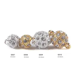 Metal Hook Two Part Strong Stone Shinning Diamond Jewel Necklace Ball Magnet Magnetic Snap Button