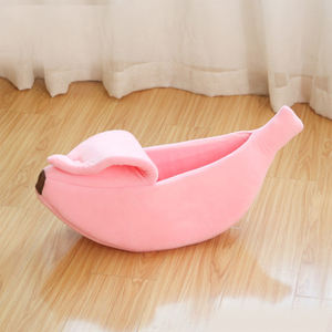 Venta al por mayor fabricante logotipo personalizado antideslizante esponja plátano diseño pequeño perro gato cueva cama - Product Image 6