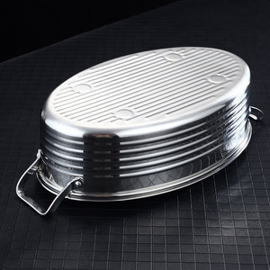 Juego de ollas de vapor ovaladas <span class=keywords><strong>para</strong></span> pescado con olla de cocina 8QT, sartén de cerámica, mandril, tapa de vidrio ventilada <span class=keywords><strong>para</strong></span> cocinar pescado al vapor, sopa hirviendo, <span class=keywords><strong>pavo</strong></span> asado - Product Image 6