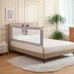 Barrière de <span class=keywords><strong>lit</strong></span> pour bébé nouveau-né, réglable, anti-chute, en maille, avec système de verrouillage sécurisé à oreilles d'ours 3D - Product Image 1