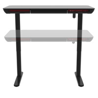 Bureau de bureau ergonomique moderne avec bande lumineuse LED Hauteur réglable Plateau en verre durable Nouveau modèle Bureau debout