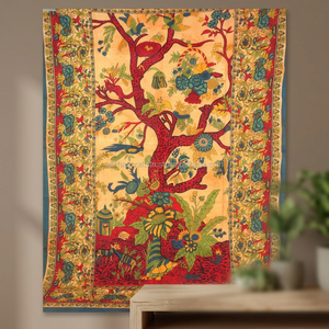 Superbe tapisserie murale décorative hippie rouge avec motif Mandala Arbre de Vie - Product Image 3