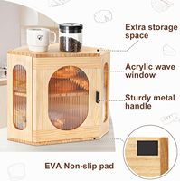 Dubbele Laag Keuken Opslag Houten Brooddoos Voor Voedsel Groenten Fruit Met Elegant Paneelontwerp