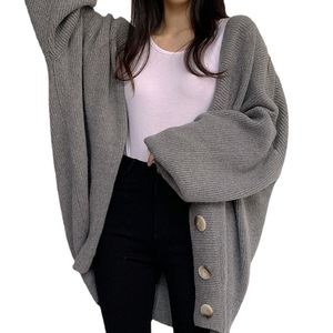 2025 autunno inverno <span class=keywords><strong>Cardigan</strong></span> da donna Chic lavorato a maglia tinta unita ampio maglione Plus Size cappotto stile coreano Casual Chic spesso lungo - Product Image 5