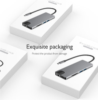 BASIX TW9R USB 3.0 9-in-1 USB-C Hub dengan Adaptor Ethernet VGA 4K untuk Laptop