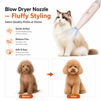 Sèche-cheveux pour animaux de compagnie 3-en-1 rechargeable par USB, à double usage sec/humide, avec brosse angulaire à 135 degrés et forte aspiration pour le toilettage