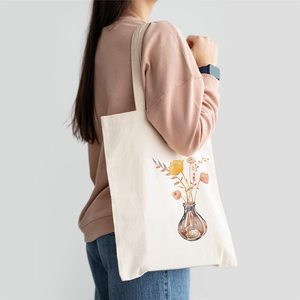 Bolsa de Mano Reutilizable de Lona de Algodón Resistente, con Hebilla Ajustable, Logotipo Personalizable, Diseño Boho con Letras, Estética y Bonita, para Compras - Product Image 6
