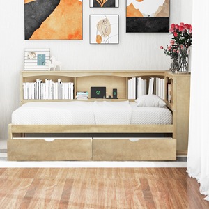 Letto Moderno e Semplice con Cassetti e Ripiani in Legno, Arredamento Multifunzionale Personalizzabile per Camera da Letto, Salvaspazio - Product Image 2