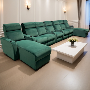 โซฟาปรับนอนไฟฟ้าสำหรับโฮมเธียเตอร์ทันสมัยเตียงผ้ากำมะหยี่เฟอร์นิเจอร์ห้องนั่งเล่นประหยัดพื้นที่ - Product Image 4